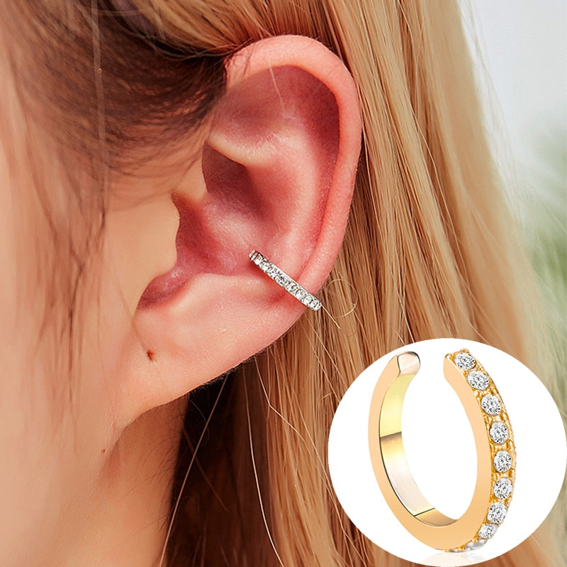 Fashion Exquisite Rhinestone Decor Ear Cuff earring for Woman Ear 2025 Summer New Arrival Christmas Jewelry Gift